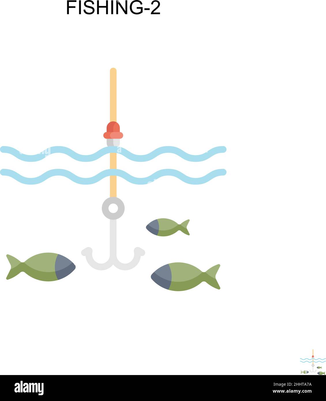 Fishing-2 simple vector Icon.Perfect color pictogramme moderne sur un tracé modifiable.Pêche-2 icônes pour votre projet d'affaires Illustration de Vecteur