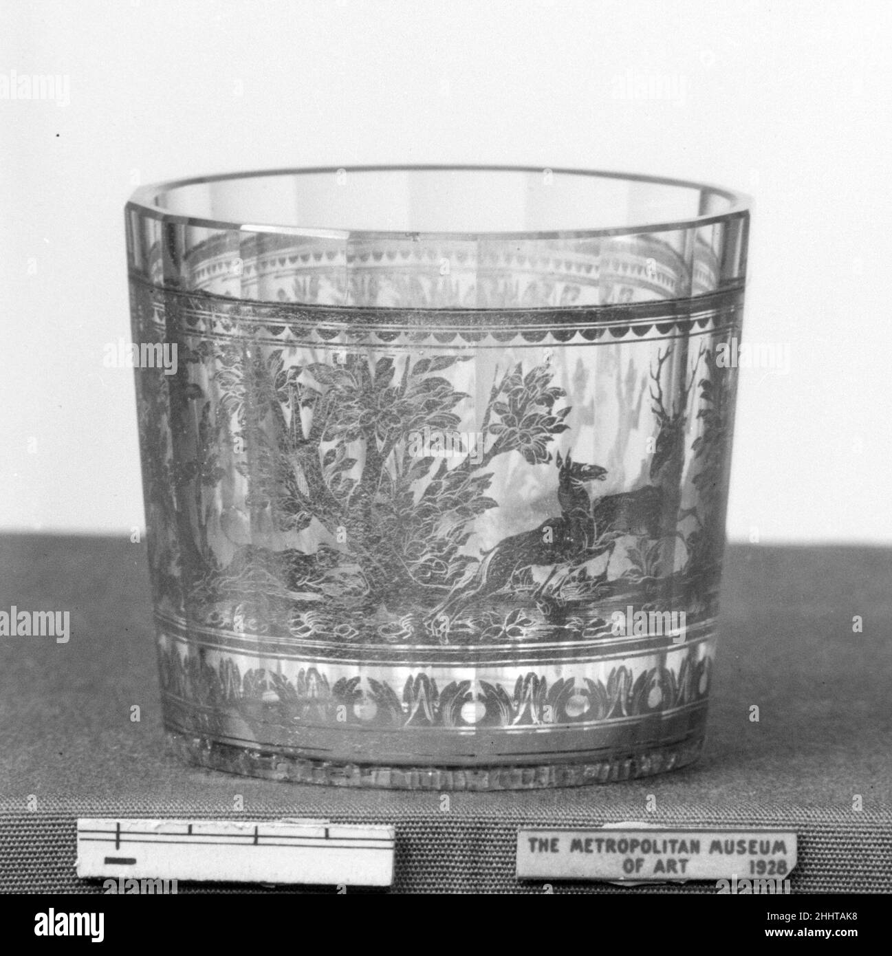 Bécher env.1730 Bohème.Bécher.Bohemian. Env.1730. Verre Zwischengold.Verre Banque D'Images