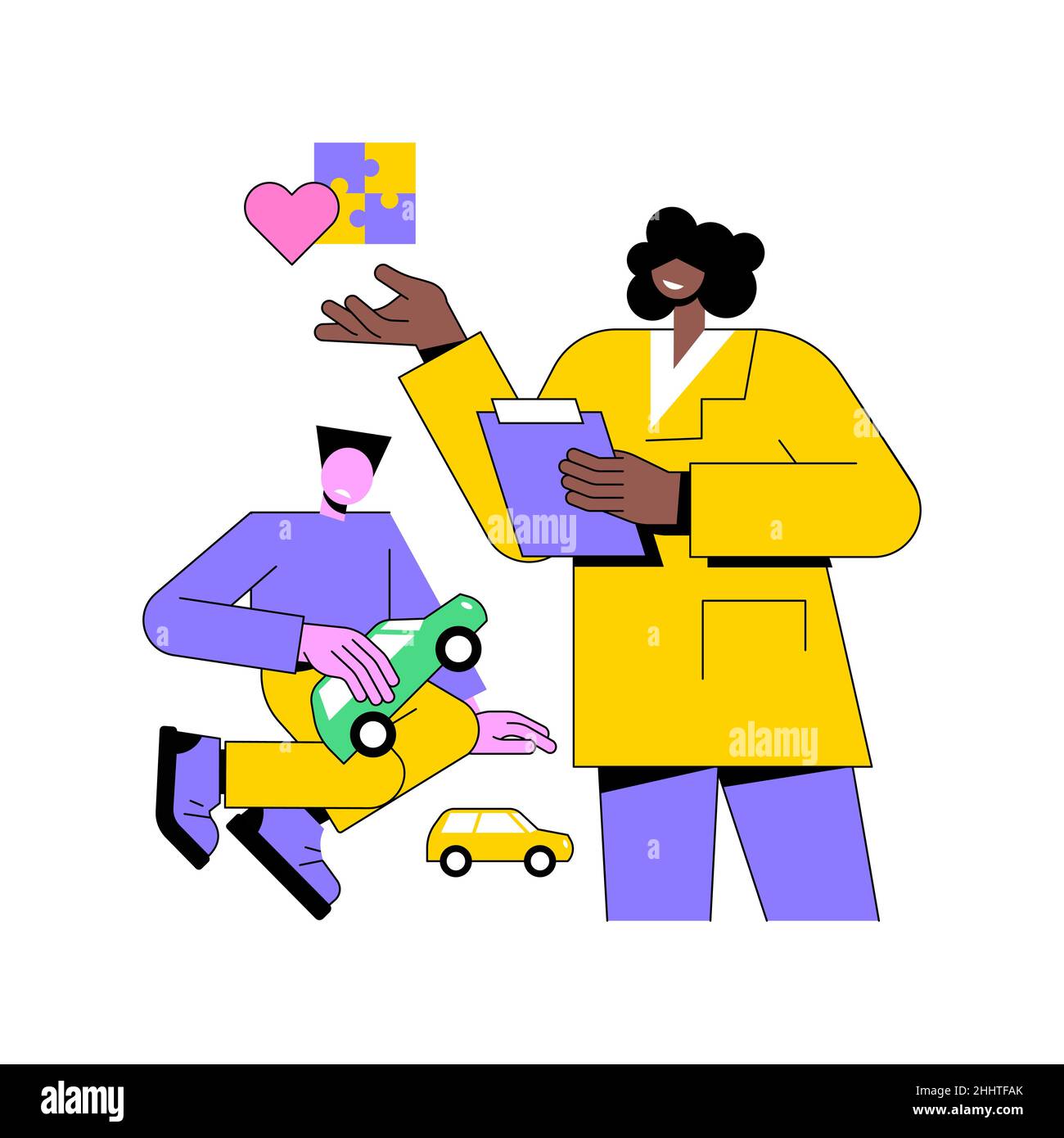 Illustration du vecteur de concept abstrait du centre de l'autisme.Centre d'apprentissage pour les personnes handicapées, traitement du trouble du spectre autistique, enfants ayant des besoins spéciaux d'aide, métaphore abstraite de la question du développement des enfants. Illustration de Vecteur