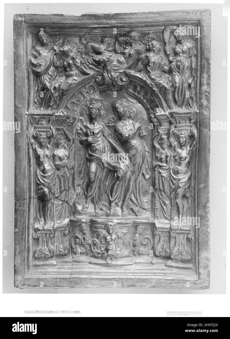 Plaque de cuisinière 16th Century Workshop of Vest.Plaque de cuisson.Allemagne du Sud.16th siècle.Faïence émaillée au plomb.Céramique-Poterie Banque D'Images