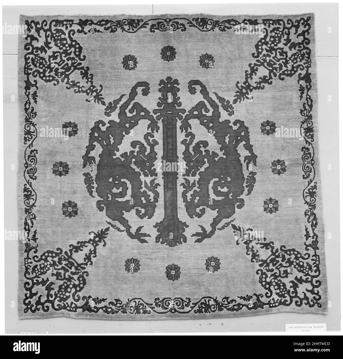 RUG 19th Century Japon ou Asie centrale.Tapis.Japon ou Asie centrale.19th siècle.Fondation: Chaîne de coton, trame de fibre de Bast; nouage de soie de tussah.Textiles-tapis Banque D'Images