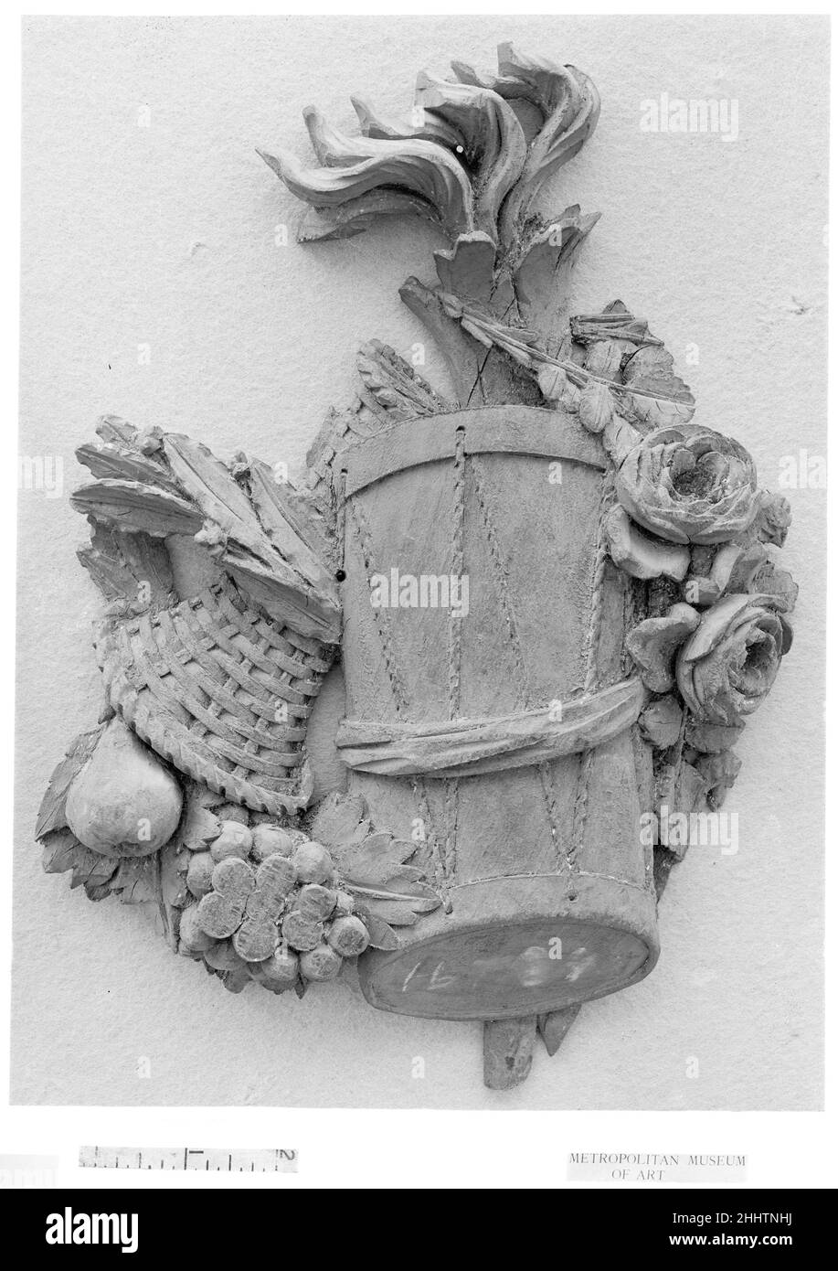 Trophée 18th siècle français.Trophée.Français.18th siècle.Bois, doré.Boiseries Banque D'Images