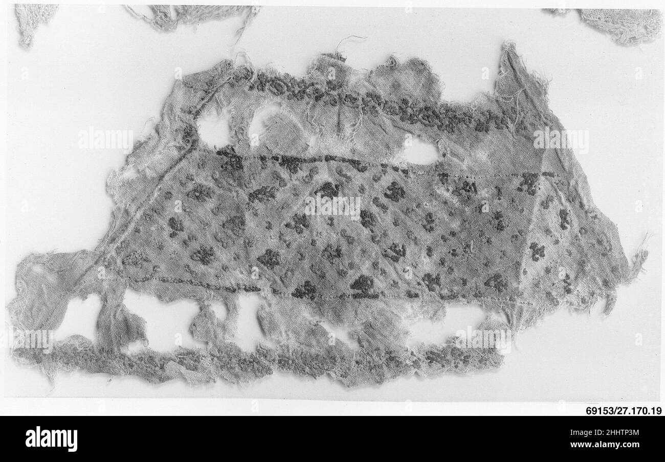 Fragment textile 9th siècle.Fragment textile.9th siècle.Lin.Attribué à l'Égypte, Fustat.Textiles brodés Banque D'Images