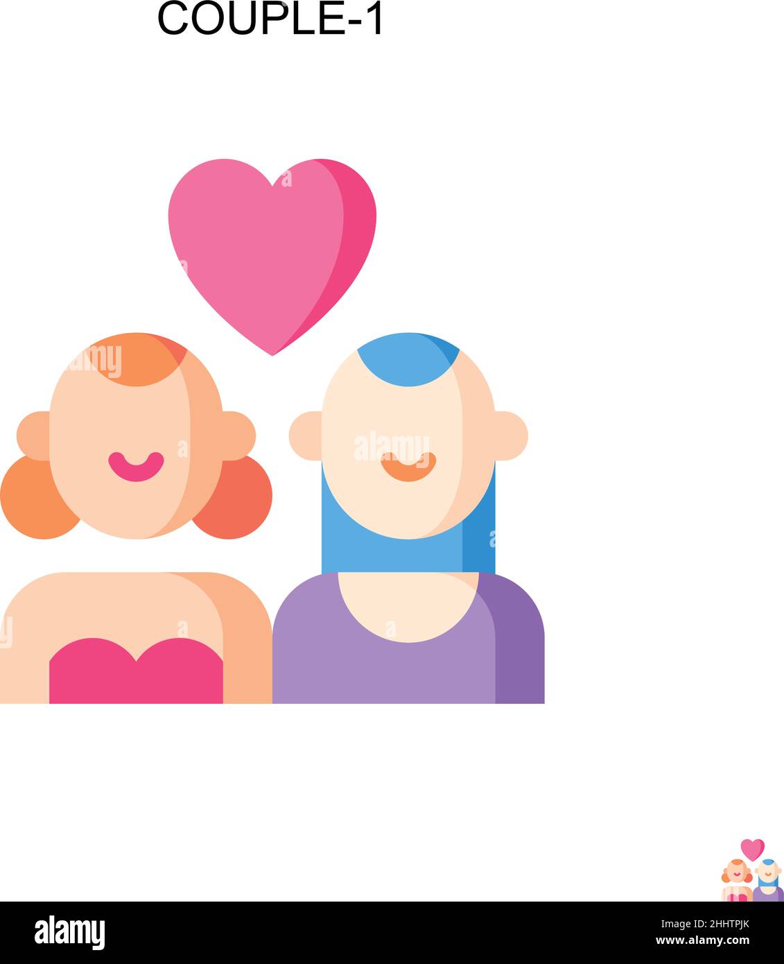 Icône vectorielle simple couple-1.pictogramme moderne de couleur parfaite sur contour modifiable.Couple-1 icônes pour votre projet d'entreprise Illustration de Vecteur