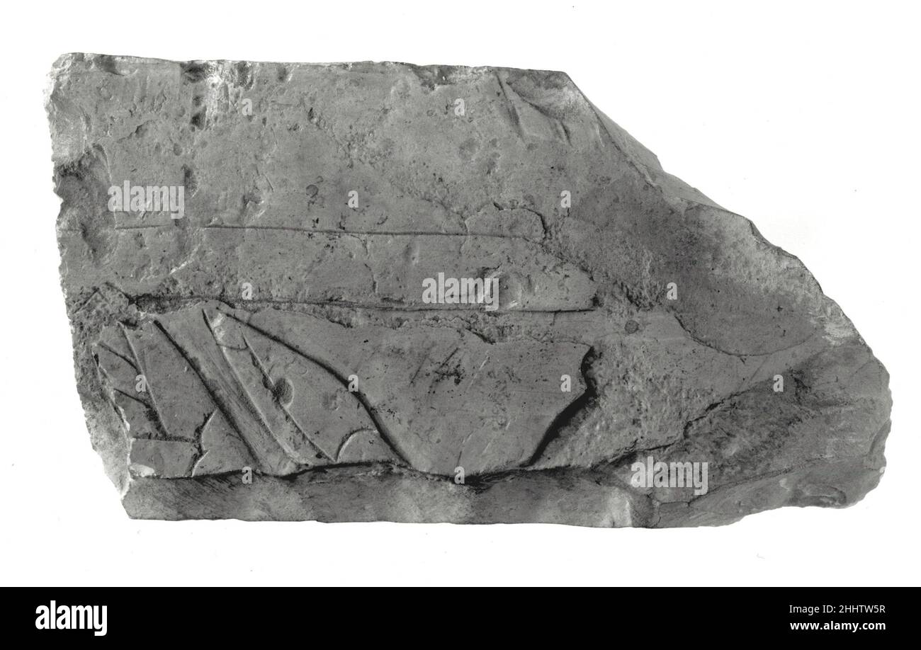 Fragment de relief élevé 664–610 C.-B. période tardive, Saite, voir 23,3.468.Fragment de grugeage en relief.664–610 C.-B.Calcaire.Période tardive, Saite.D'Égypte, haute Égypte, Thèbes, Deir el-Bahri, tombe de Nespekashuty (TT 312, MMA 509), 1st chambre E. mur; 8th registre (milieu), fouilles de MMA, 1922–23.Dynastie 26 Banque D'Images