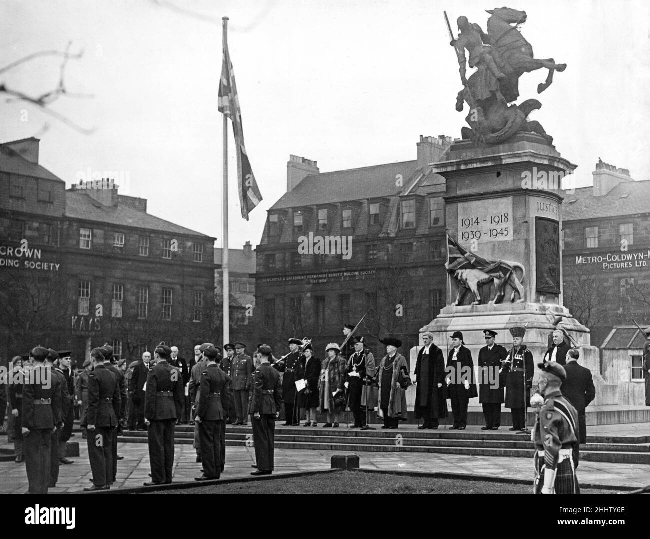 Le mémorial de guerre à Eldon Square, Newcastle, Tyne et Wear.15th novembre 1946. Banque D'Images