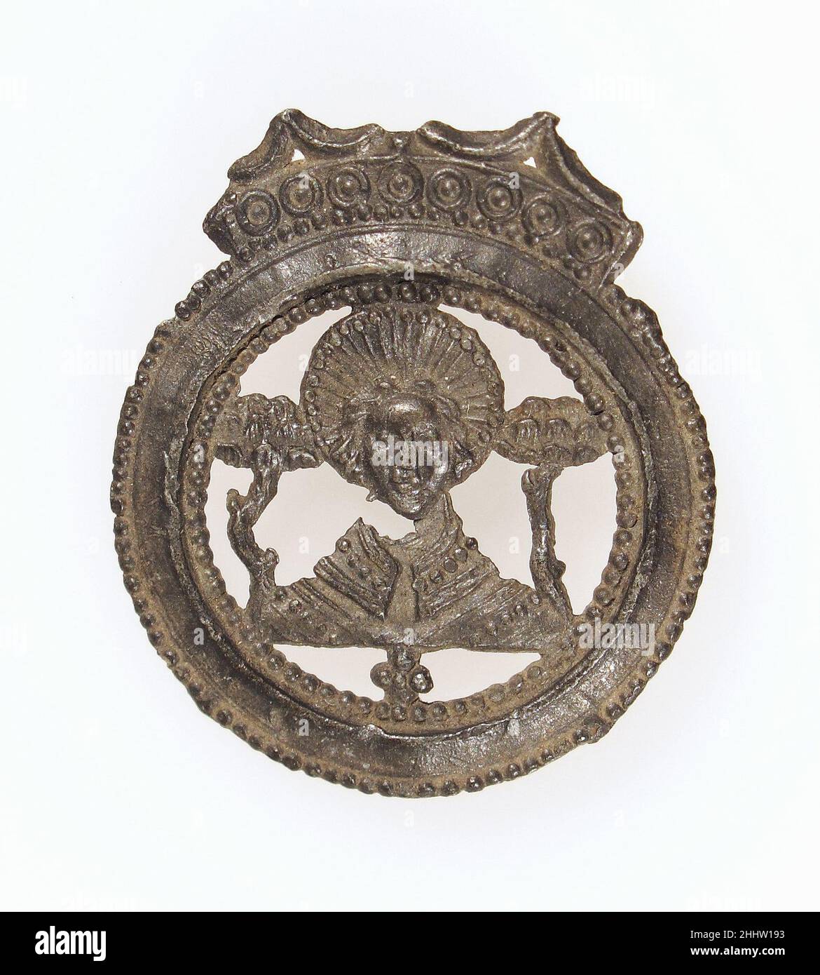 Badge de Pilgrim 14th–16th siècle français.Badge de Pilgrim.Français.14th–16th siècle.Plomb.Travail des métaux - plomb Banque D'Images
