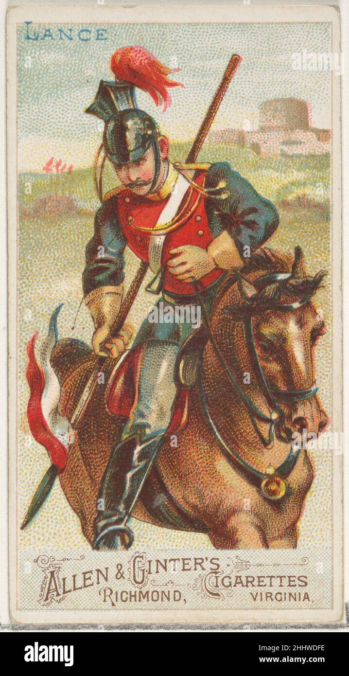 Lance, de la série Arms of All Nations (N3) pour Allen & Ginter cigarettes Brands 1887 émis par Allen & Ginter American Trade Cards de la série « Arms of All Nations » (N3), émis en 1887 dans une série de 50 cartes pour promouvoir les cigarettes Allen & Ginter.Lance, de la série Arms of All Nations (N3) pour Allen & Ginter cigarettes Brands 406563 Banque D'Images