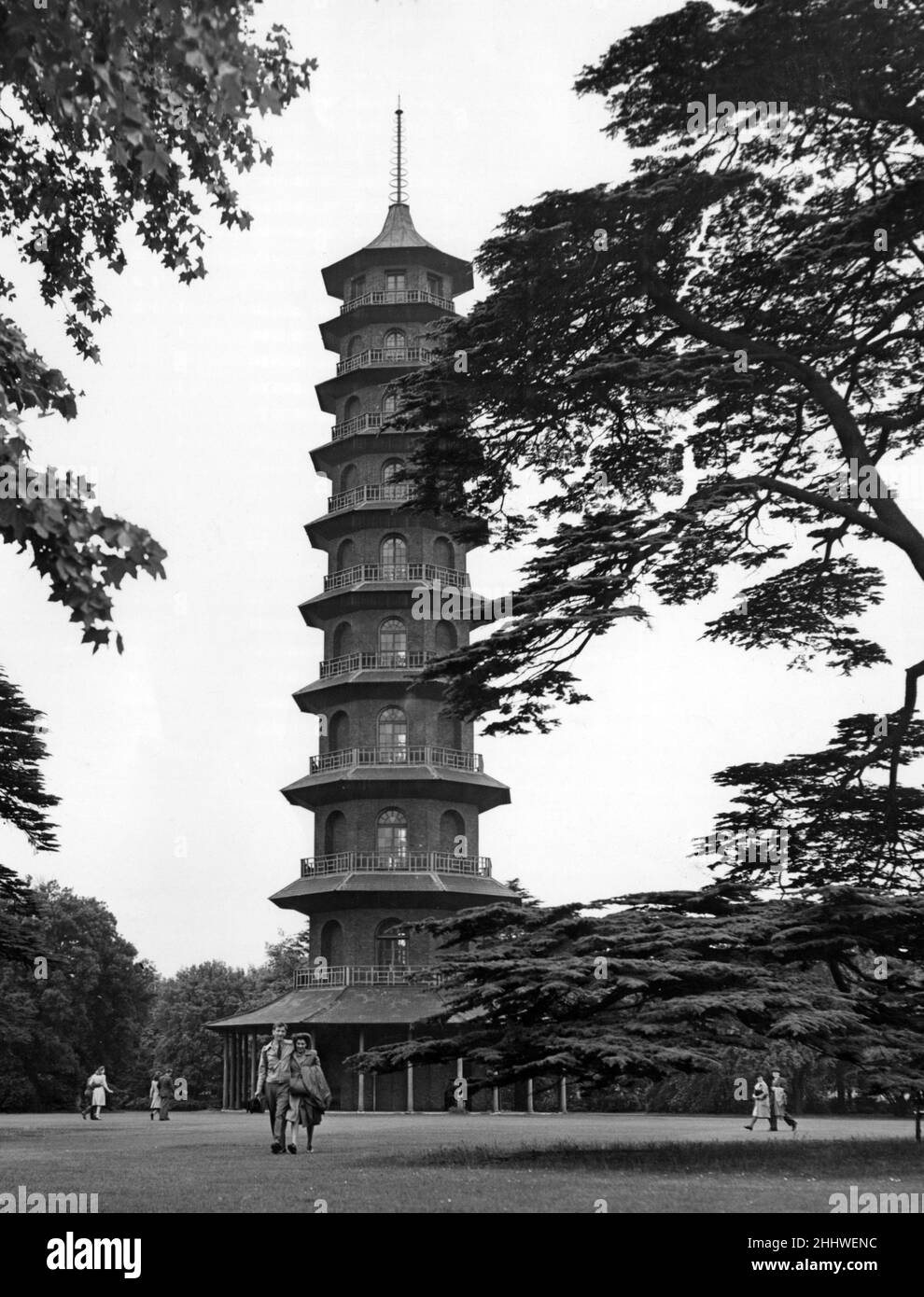 La Grande pagode aux jardins de Kew.Vers 1955. Banque D'Images