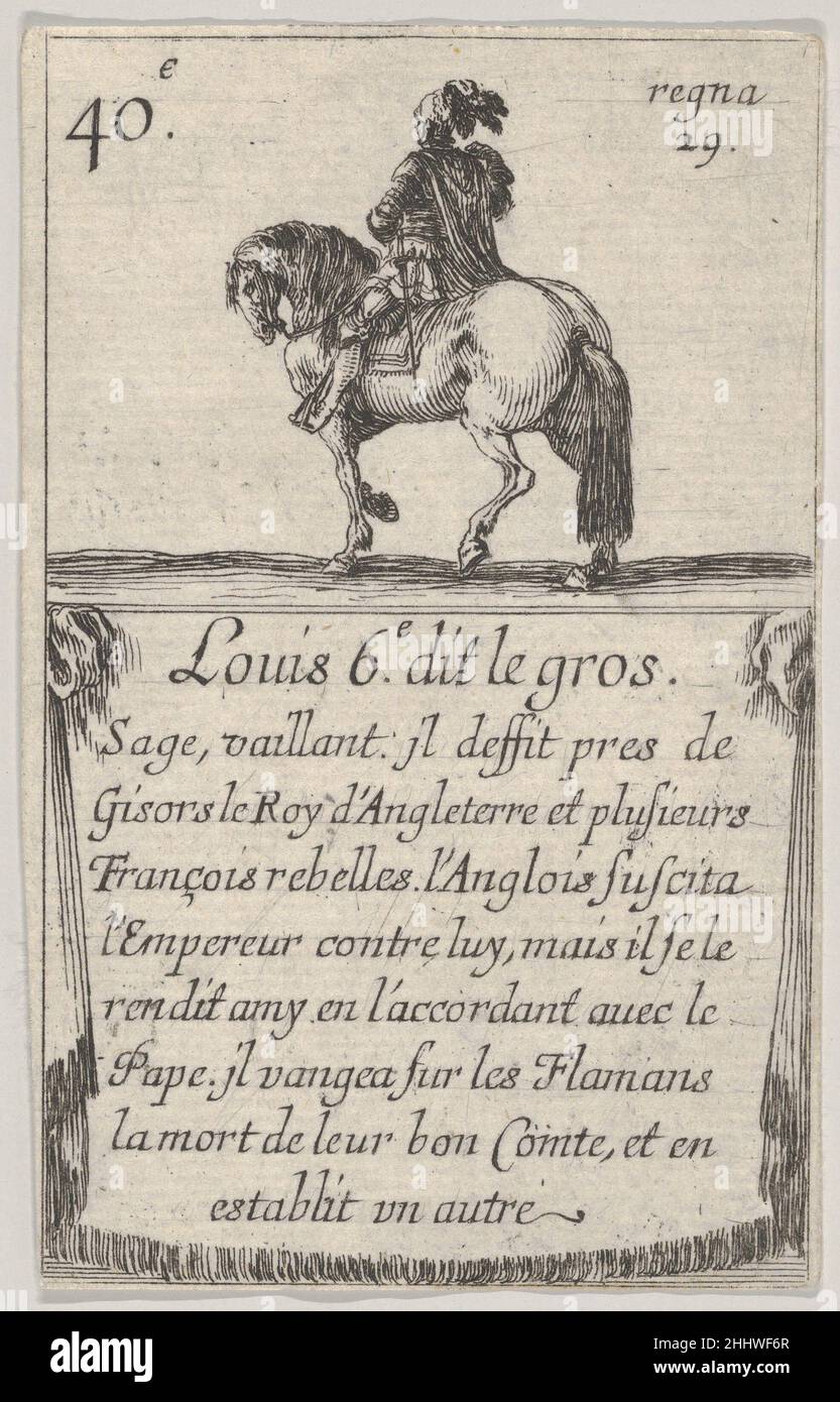 Louis 6.-e dit le gros / Sage, vaillant..., du jeu des rois de France (jeu des rois de France) 1644 Stefano della Bella Italian.Louis 6.-e dit le gros / Sage, vaillant..., du jeu des Rois de France 412334 Banque D'Images