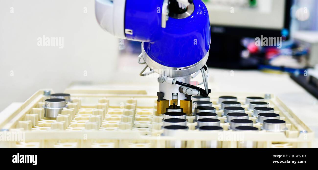 Processus d'emballage des roulements pour le transfert sur les systèmes convoyeurs automatisés industriels automatisation Banque D'Images