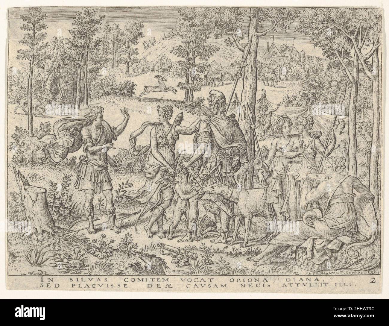 Diana accepte le huntsman Orion dans sa compagnie (Diane admettant en sa compagnie le chasseur orion) 1540–83 Etienne Delaune French.Diana accepte le huntsman Orion dans sa compagnie (Diane admettant en sa compagnie le chasseur orion) 399356 Banque D'Images
