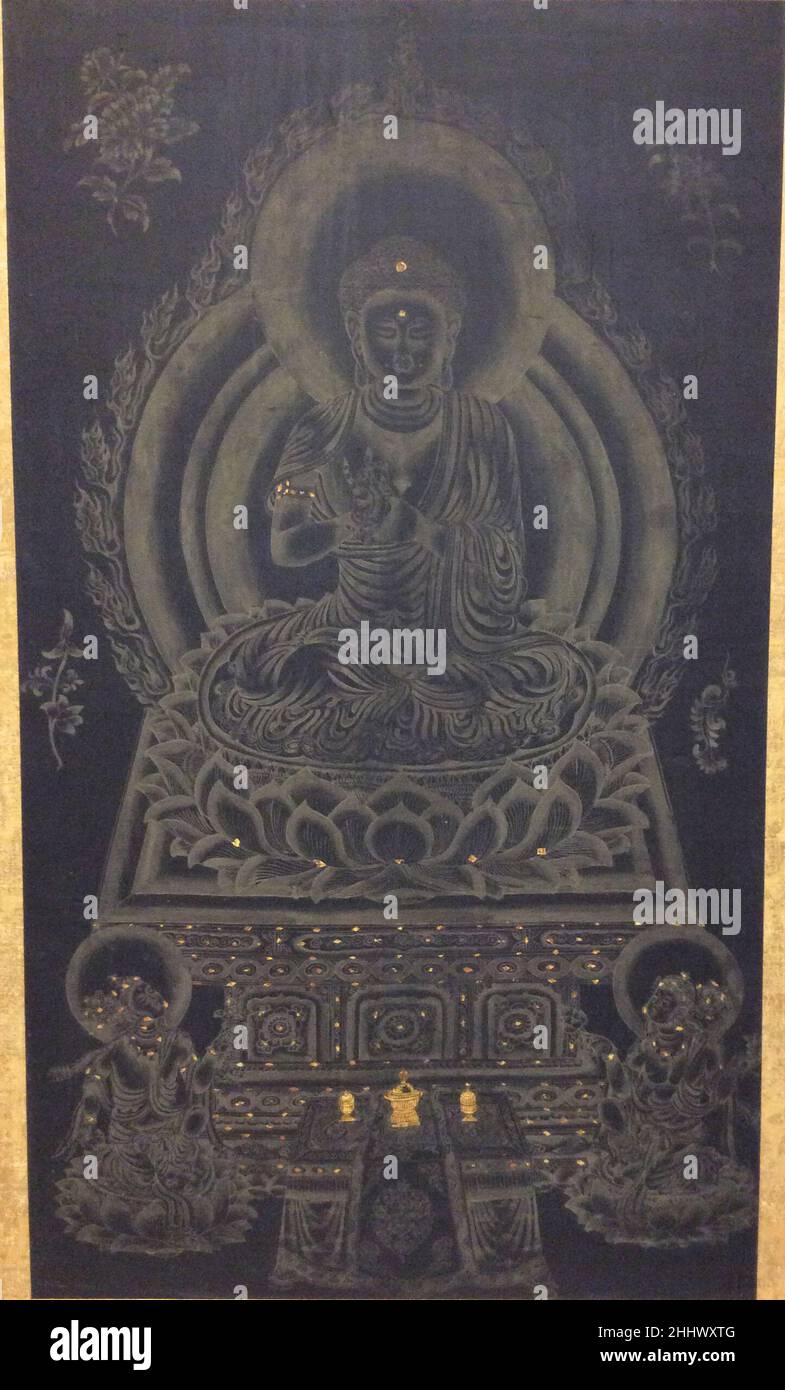 Bouddha assis sur le Lotus Throne Jiang Jun Chinois.Bouddha assis sur le trône de Lotus.Jiang Jun. Chine.Rouleau suspendu; encre et couleur sur la soie.Dynastie Qing (1644–1911).Peintures Banque D'Images