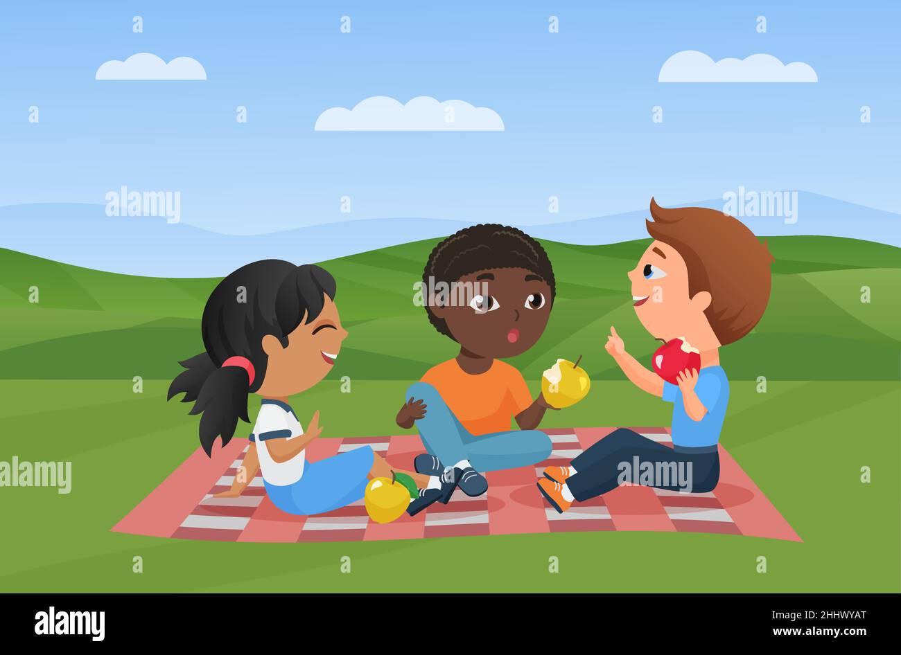 enfants en train de manger un déjeuner clipart