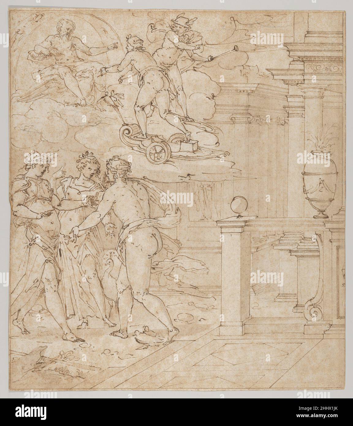 Conception de tapisserie avec Vénus à la recherche de l'aide de Juno, Ceres et Jupiter 1555–65 Giovanni Battista Castello, appelé il Bergamasco Italian.Conception de tapisserie avec Vénus à la recherche de l'aide de Juno, Ceres et Jupiter 428750 Banque D'Images
