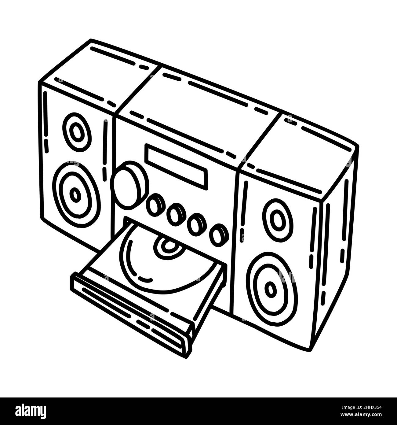 Mini-système audio composantes fait partie de l'électronique pour appareil domestique icône dessinée à la main Set Vector. Illustration de Vecteur