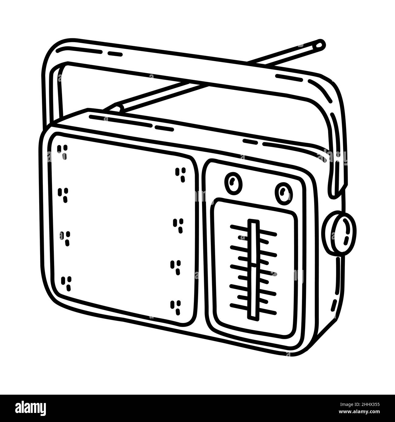 Radio portable partie de l'électronique pour appareil domestique icône dessinée à la main définir le vecteur. Illustration de Vecteur