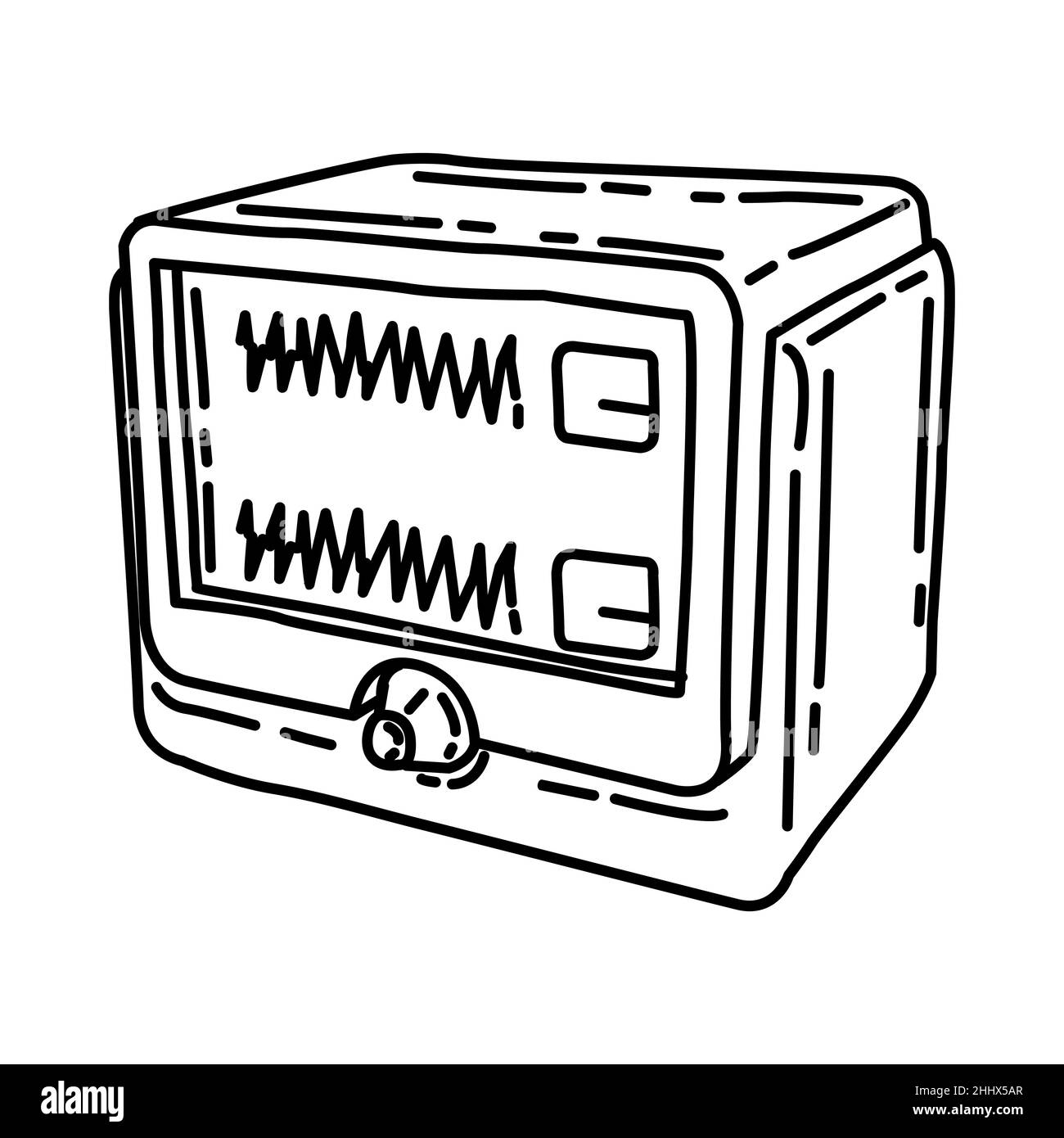 Appareil de surveillance cardiaque partie de l'appareil électronique pour hôpital icône dessinée à la main définir le vecteur. Illustration de Vecteur
