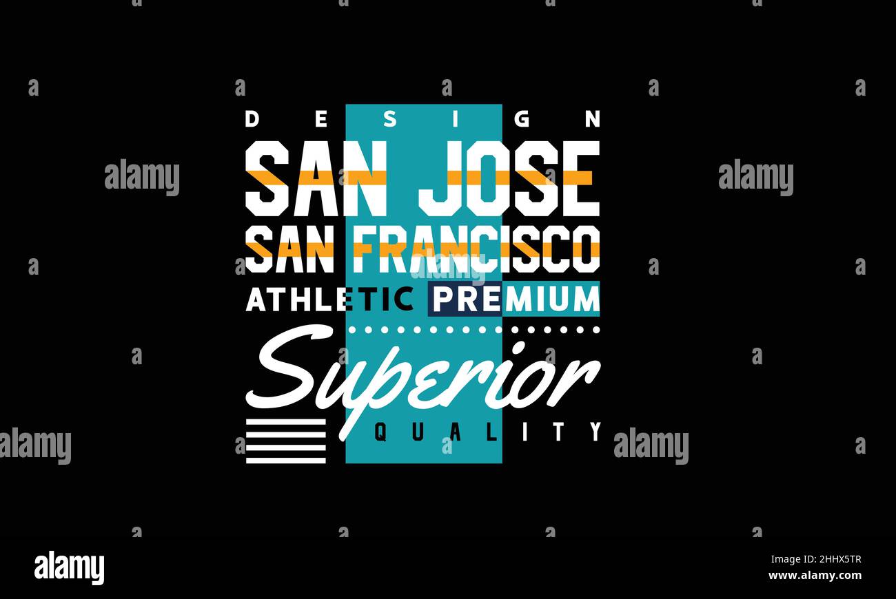 san jose san francisco athletic california urban t-shirt monogramme texte modèle vectoriel Illustration de Vecteur