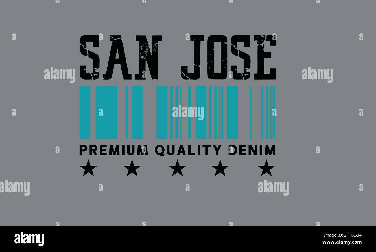 san jose san francisco athletic california urban t-shirt monogramme texte modèle vectoriel Illustration de Vecteur