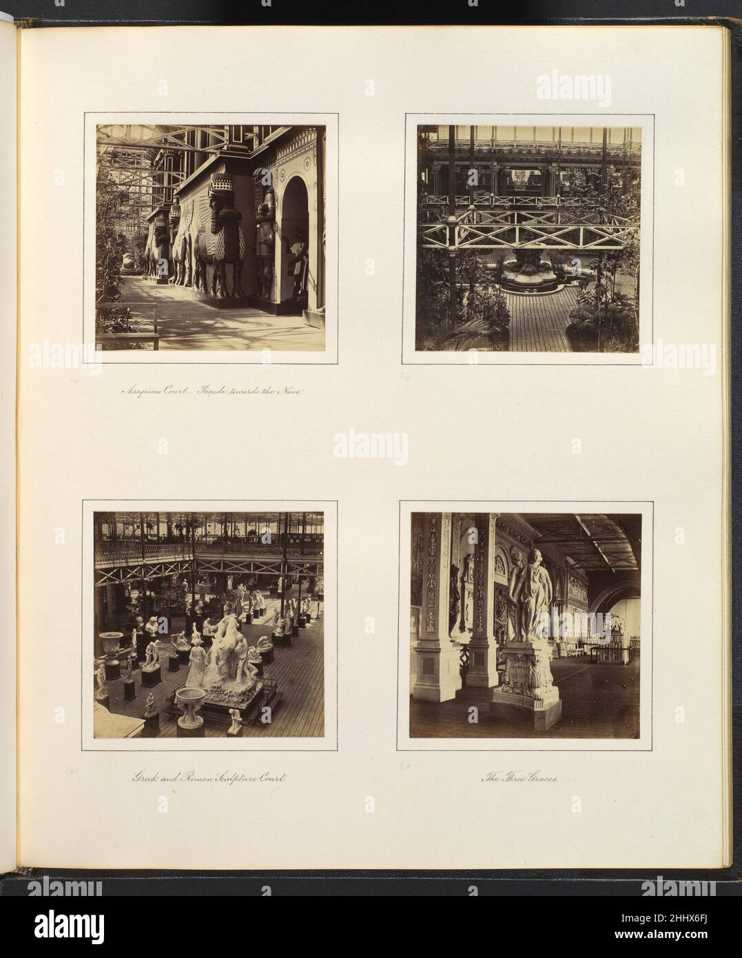 [Cour assyrienne, façade vers la Nave; vue surélevée de la Cour assyrienne; Cour grecque et romaine de sculpture; les trois Graces] ca.1859 attribué à Philip Henry Delamotte British.[Cour assyrienne, façade vers la Nave; vue surélevée de la Cour assyrienne; Cour grecque et romaine de sculpture; les trois Graces] 285799 Banque D'Images