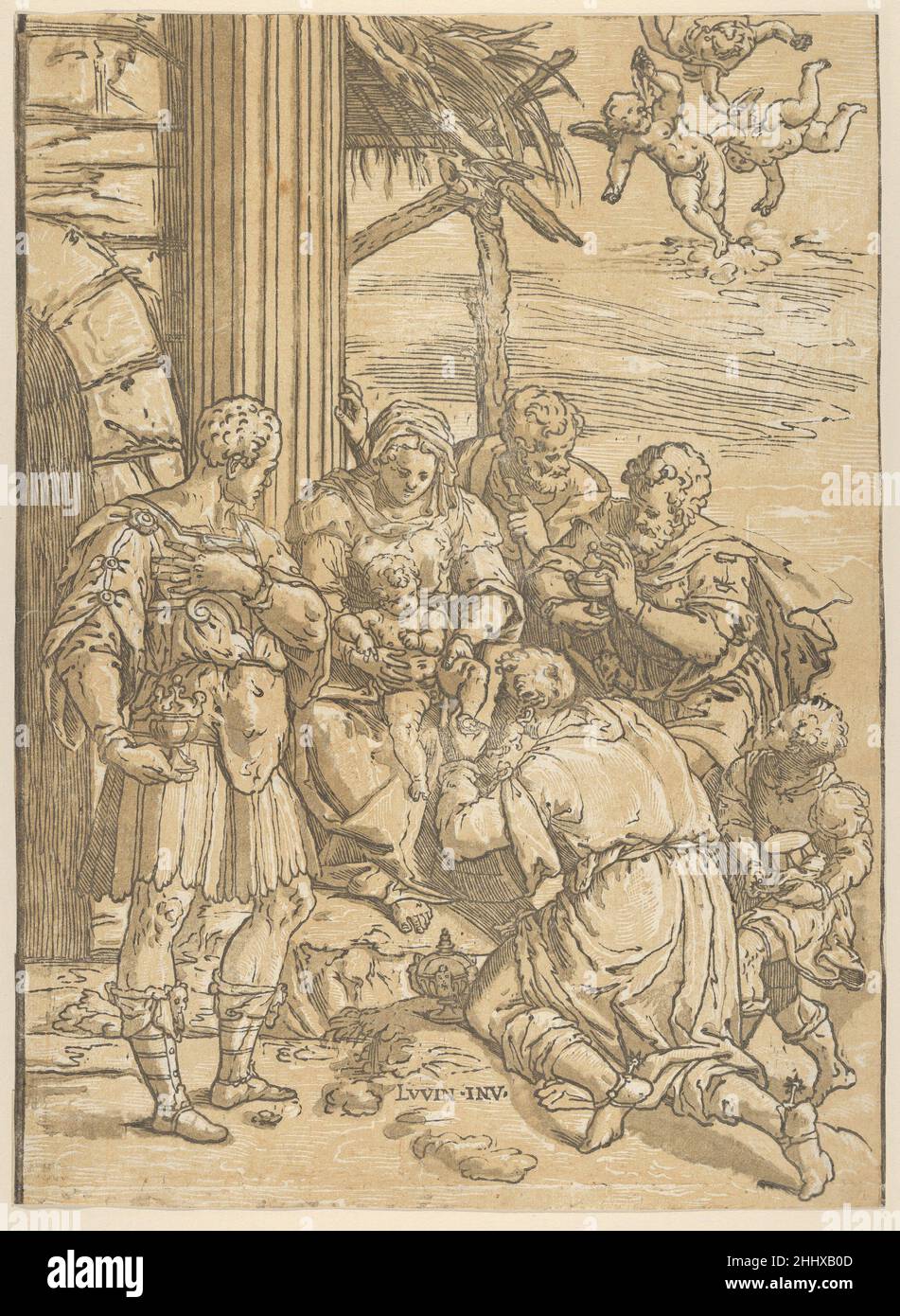 Adoration du Magi 1580–1610 Andrea Andreani Italien.Adoration du Magi 631592 Banque D'Images