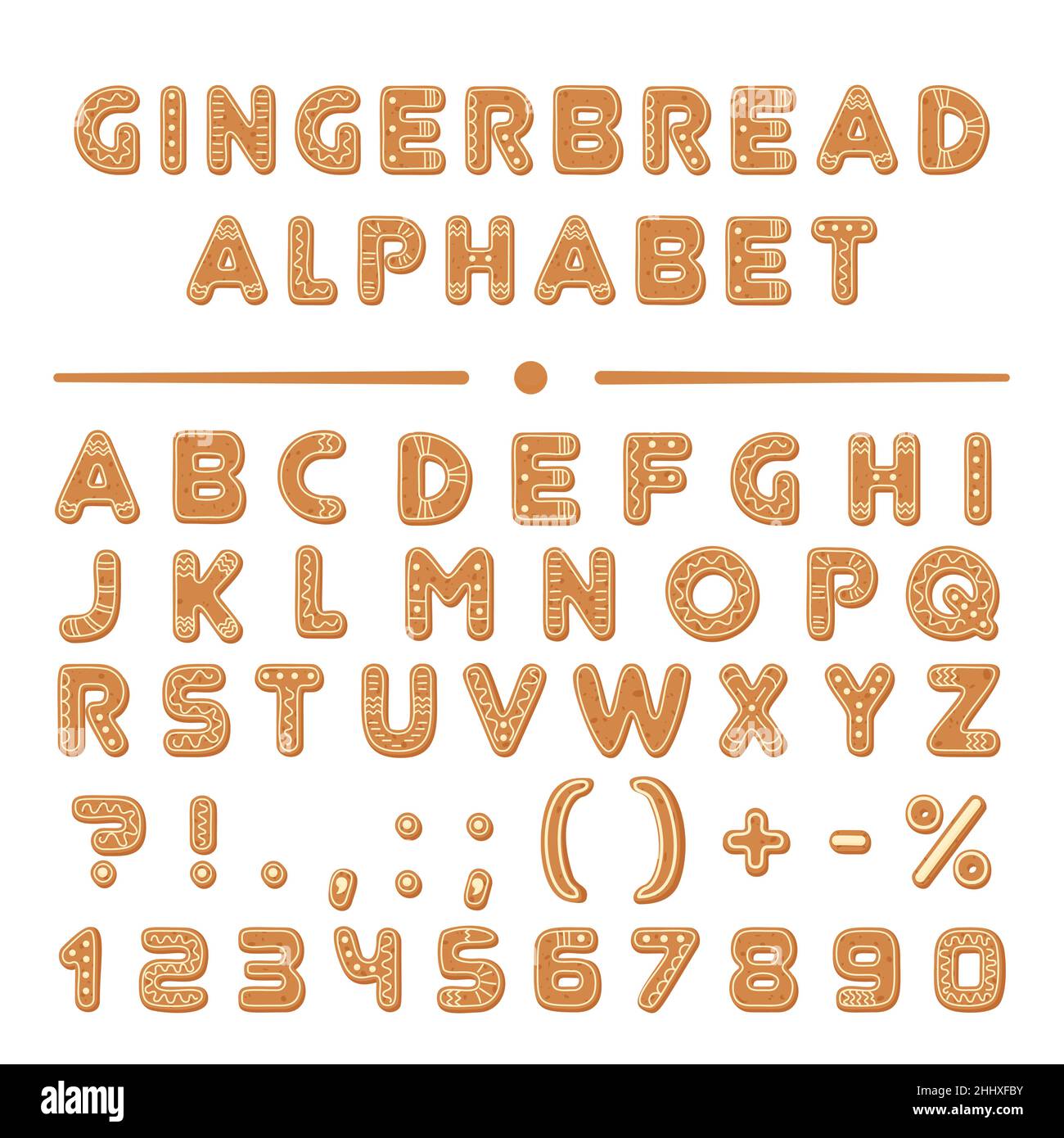 Collection de lettres de l'alphabet de Noël de dessin animé de pain d'épice Illustration de Vecteur