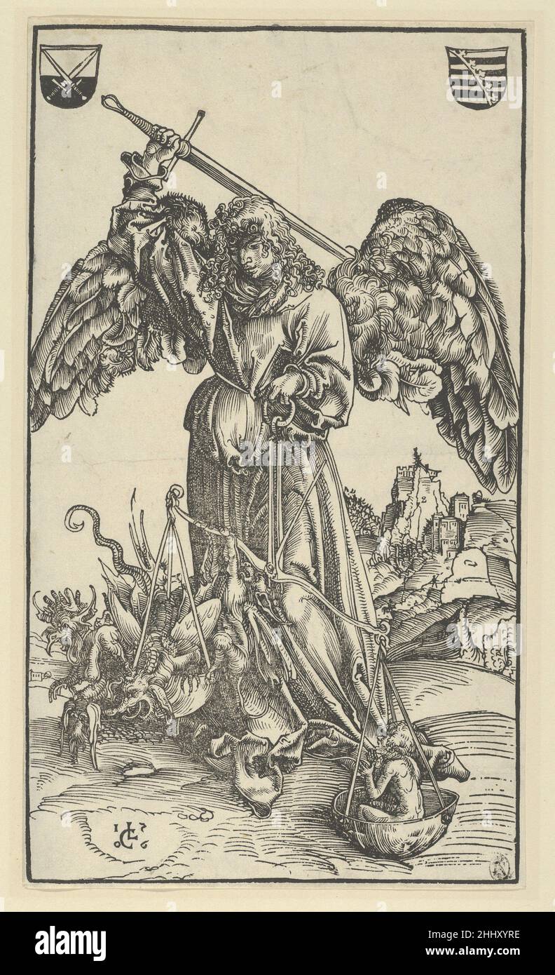L'Archange Michael peser une âme 1506 Lucas Cranach l'aîné Allemand.L'Archange  Michael peser une âme 623823 Photo Stock - Alamy
