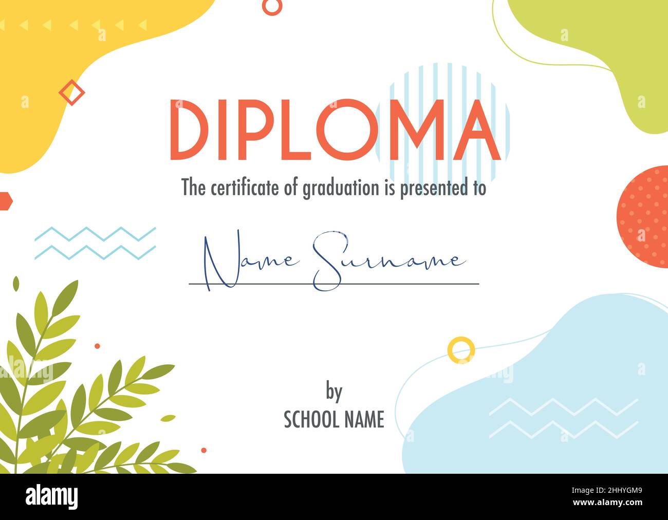 Modèle de concept de certificat de diplôme, avec illustrations de fond abstraites. Vector Illustration de Vecteur