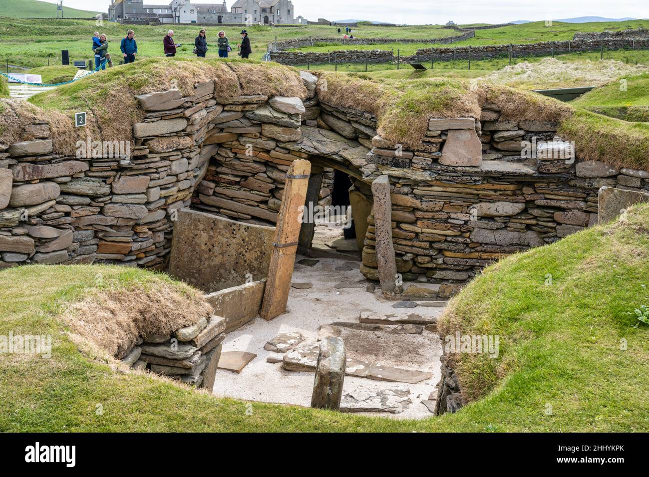 Village néolithique de Skara Brae à côté de la baie de Skaill près de Sandwick sur le continent Orkney en Écosse Banque D'Images