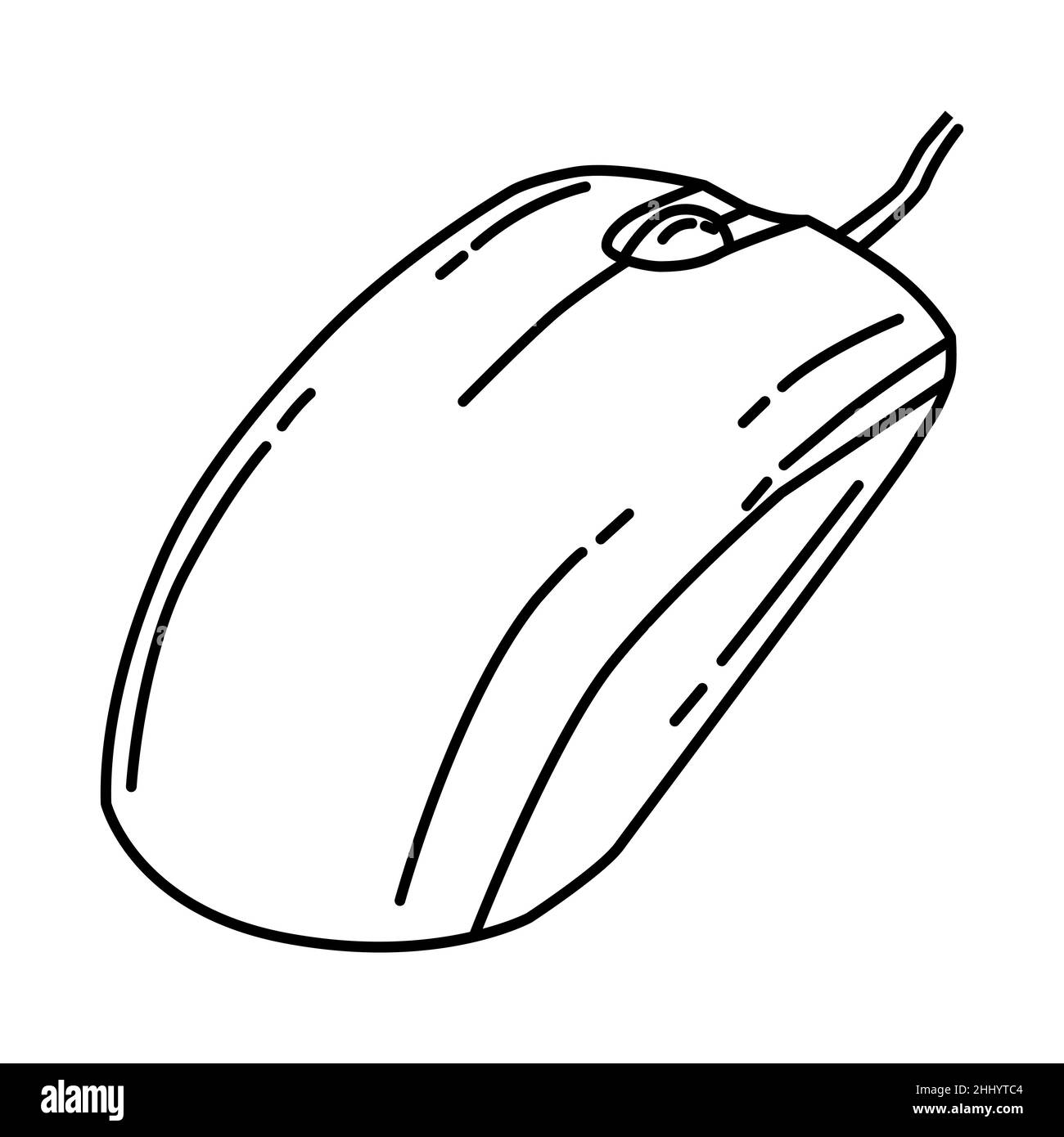 Souris ordinateur partie du vecteur de jeu d'icônes dessinées à la main de l'appareil électronique pour Office. Illustration de Vecteur
