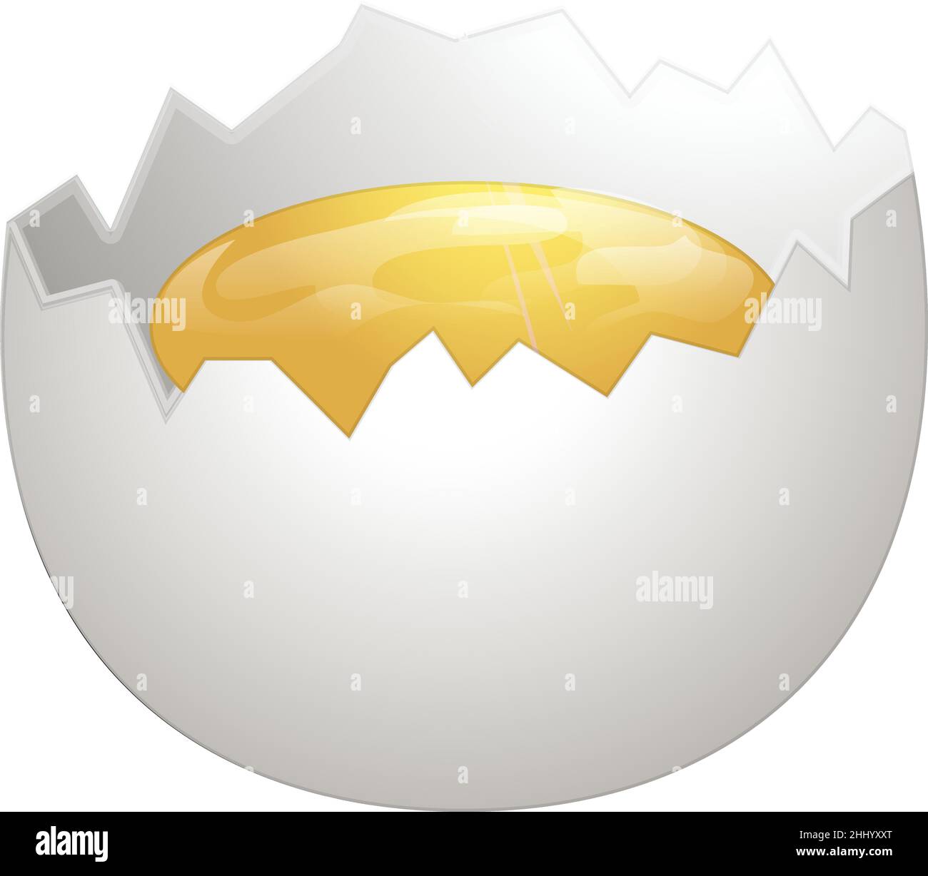 Vecteur de dessin animé d'icône d'œuf demi-craquelé. Coquille d'œuf cassée Illustration de Vecteur