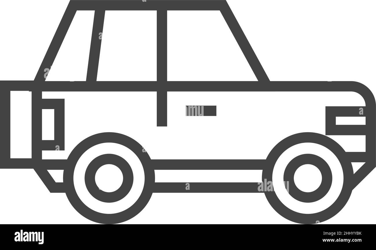 Icône de voiture.Symbole de déplacement sur route.Véhicule Black Line Illustration de Vecteur