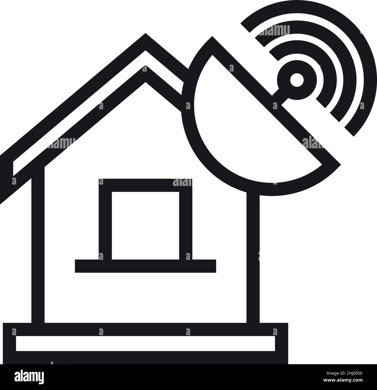Icône de l'antenne domestique..Plat satellite sur le toit de la maison.Récepteur TV Illustration de Vecteur