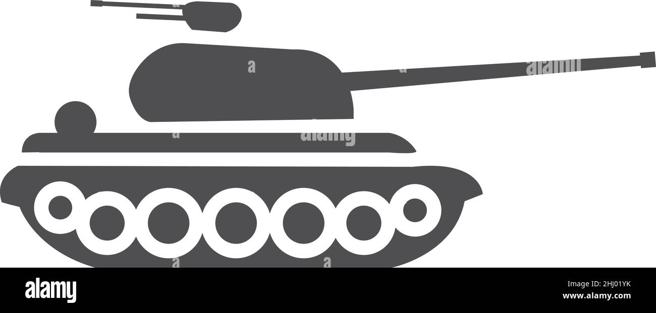 Icône réservoir.Véhicule de combat de force armée avec arme Illustration de Vecteur
