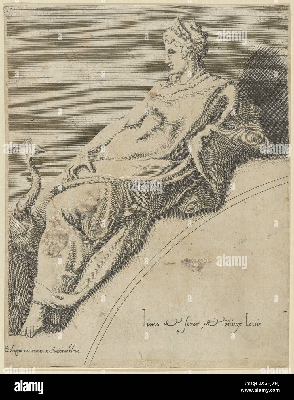 Juno (des Muses et des trois grandes Déesses) 1540–56 gravé par Anonymous, Italien, 16th siècle Italien.Juno (des Muses et des trois grandes Déesses) 336971 Banque D'Images