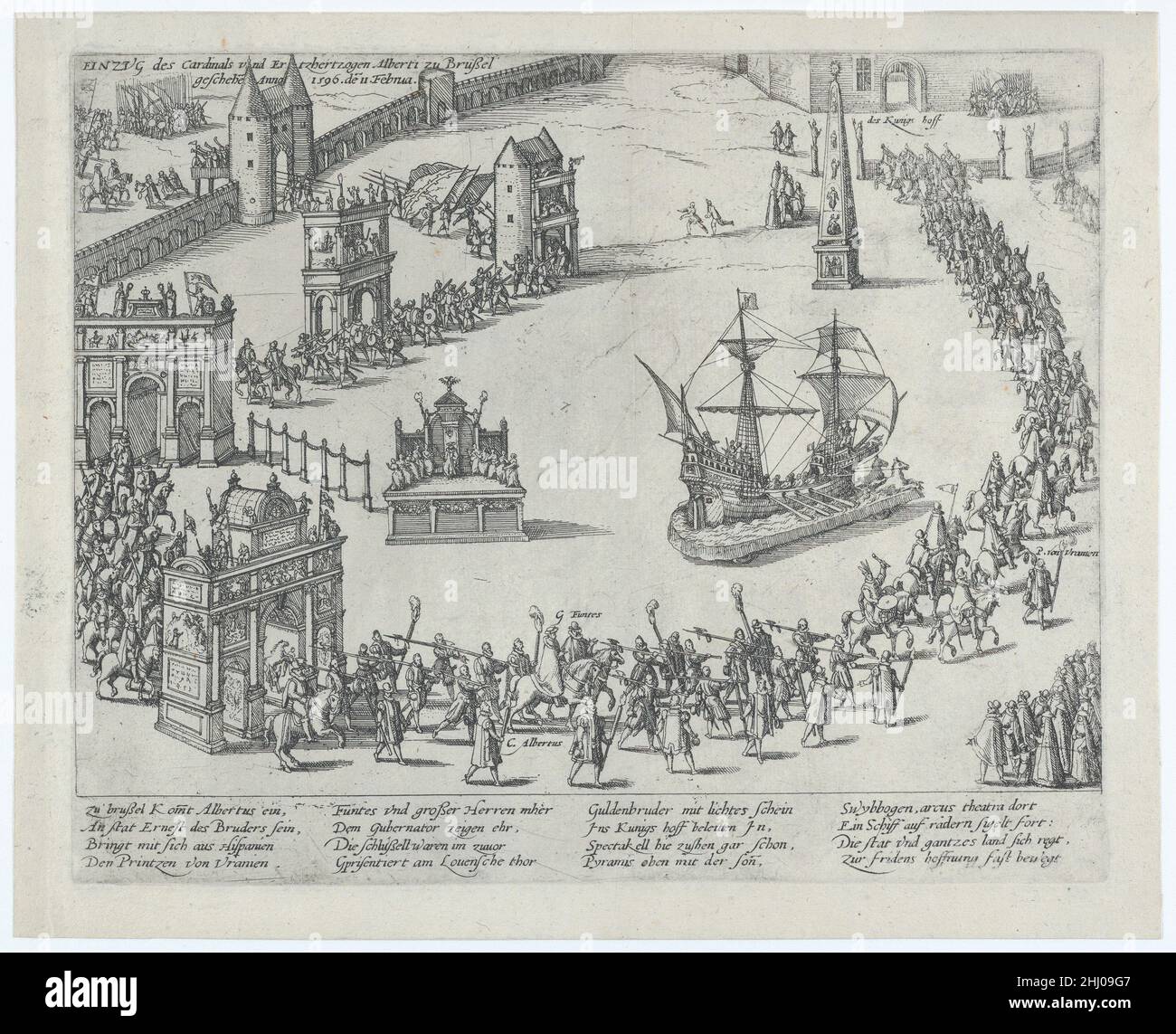 Entrée du Cardinal et de l'Archiduc Albert à Bruxelles en 1596 après 1596 Anonyme, 16th siècle.Entrée du Cardinal et de l'Archiduc Albert à Bruxelles en 1596 698759 Banque D'Images
