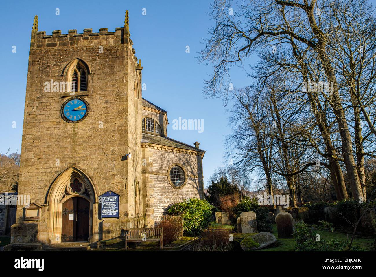 L'église St Martin, dans le village de Stoney Middleton, possède une nef octogonale unique, le parc national du Peak District, dans le Derbyshire Banque D'Images