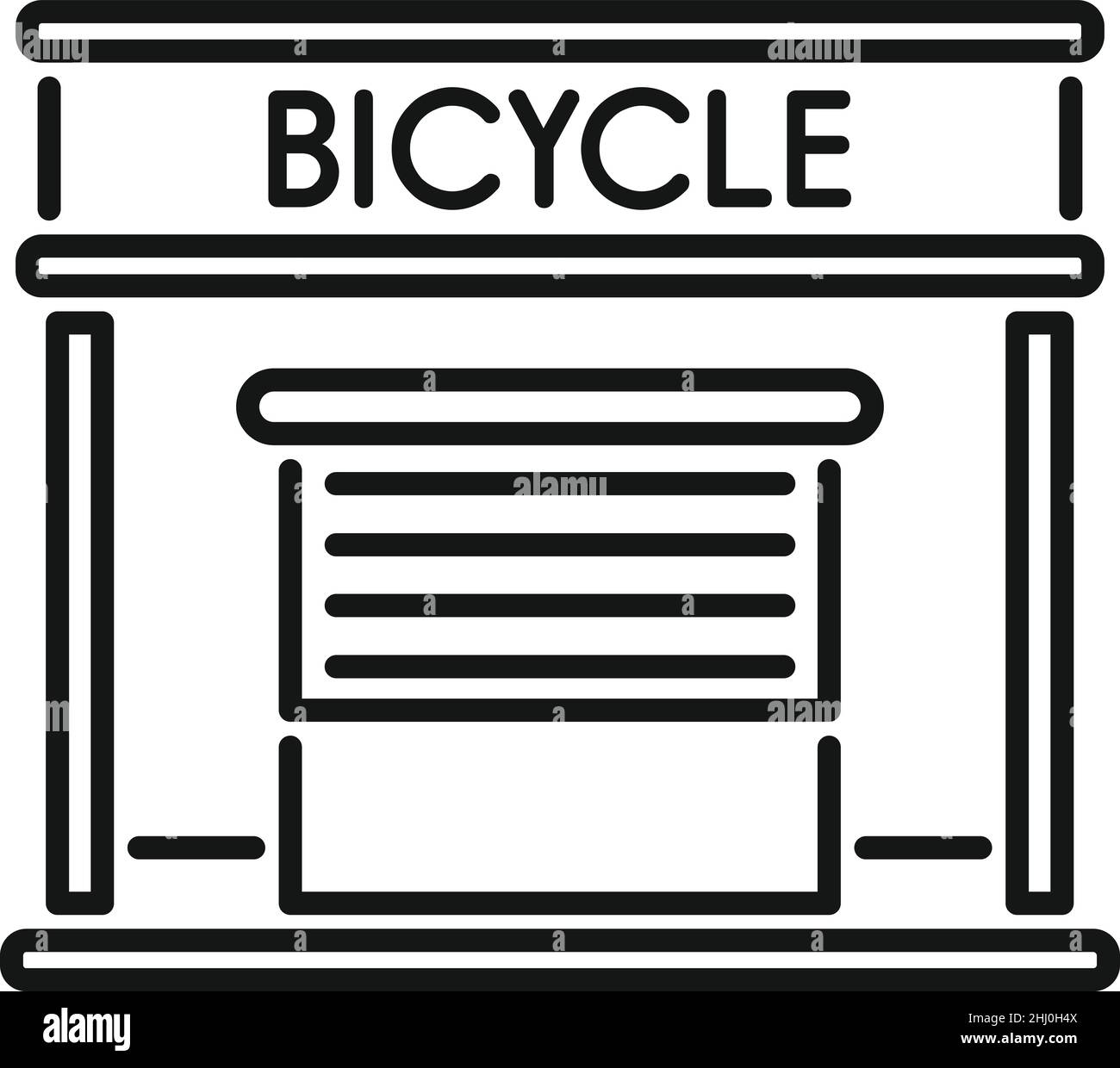 Vecteur de contour de l'icône de garage de réparation de vélo. Réparation de vélo Illustration de Vecteur