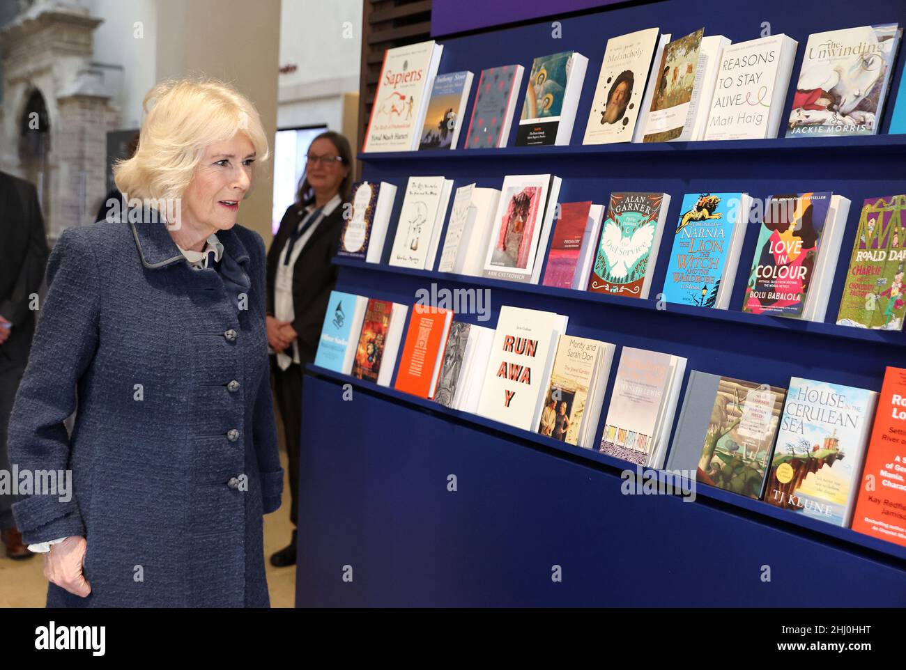 La duchesse de Cornwall lors d'une visite à la bibliothèque Bodleian de l'Université d'Oxford.Date de la photo: Mercredi 26 janvier 2022. Banque D'Images