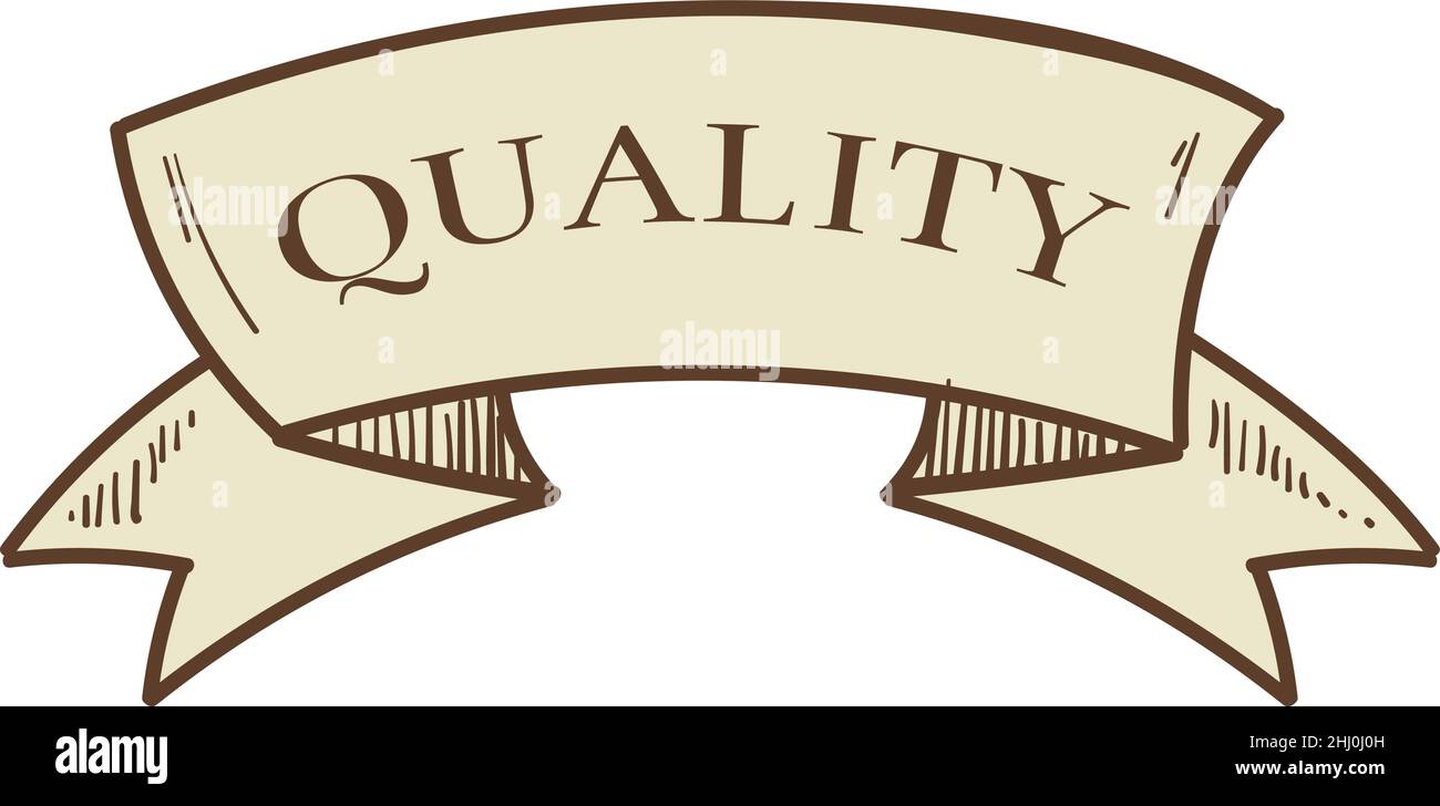 Label de qualité.Ruban de texte de badge vintage Illustration de Vecteur