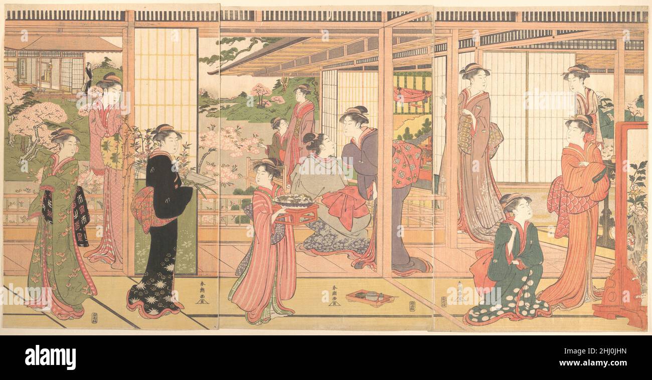 Mansion ouvrant sur un jardin ca.1786 Katsukawa Shunchō Japonais.Manoir ouvrant sur un jardin 56843 Banque D'Images