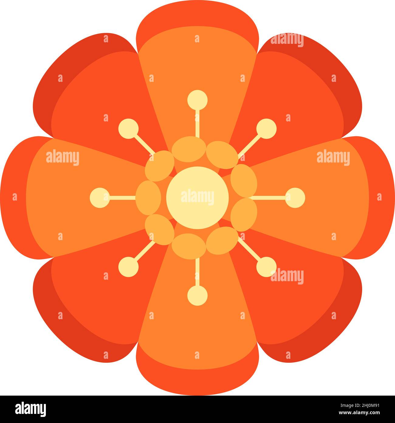 Fleur stylisée avec pétales d'orange.Plante à motif rond Illustration de Vecteur