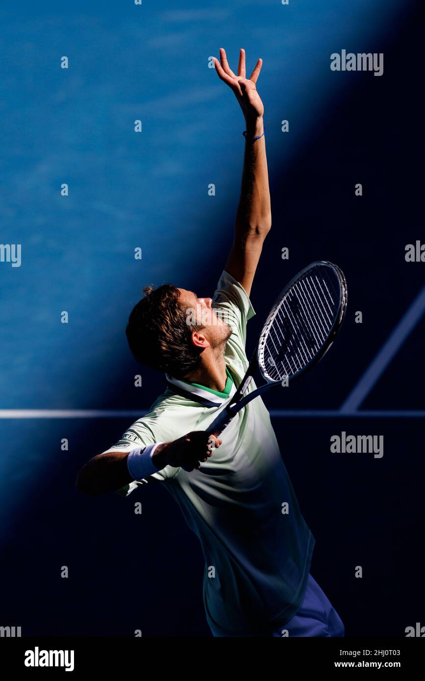 DANIIL MEDVEDEV (RUS) en action à l'Open d'Australie de 2022 le samedi 2022 janvier, Melbourne Park Banque D'Images