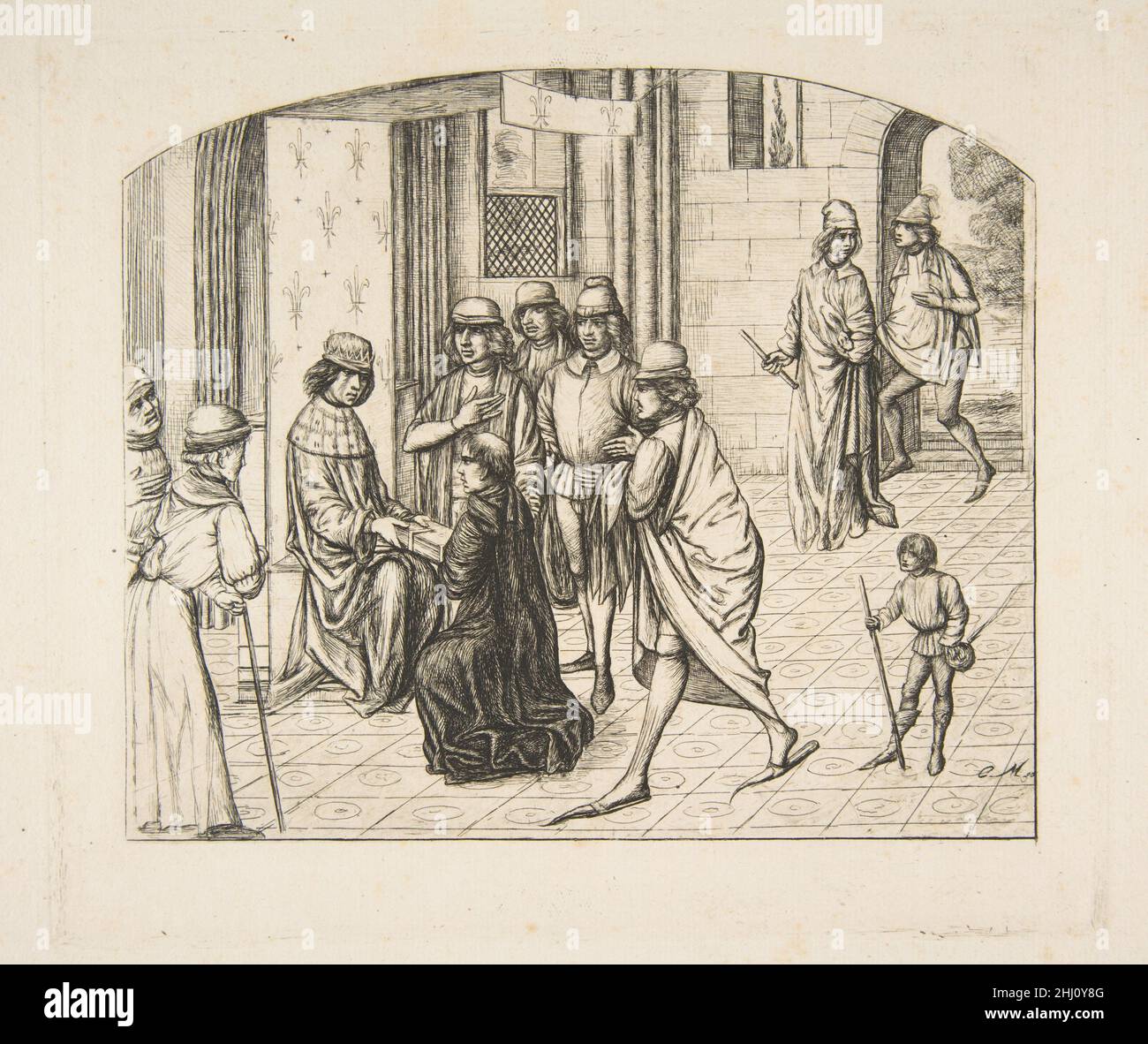 Présentation de Valerius Maximus au roi Louis XI 1862 Charles Meryon Français.Présentation de Valerius Maximus au roi Louis XI 395590 Banque D'Images