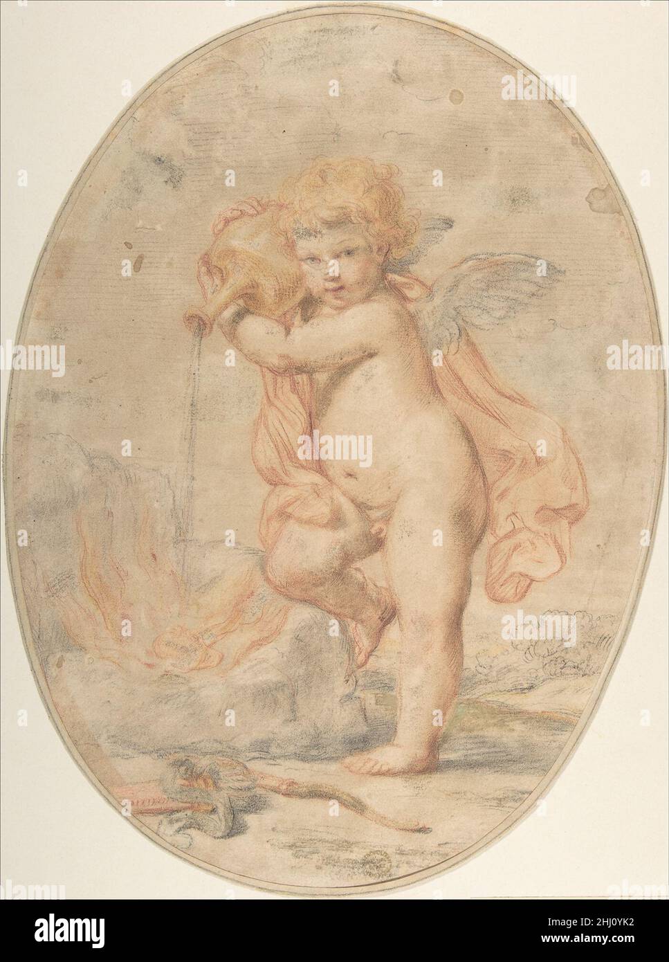 Cupid verser l'eau sur un coeur brûlant 18th siècle Anonyme, Italien, première moitié du 18th siècle Italien.Cupid verser de l'eau sur un coeur brûlant.Anonyme, italien, première moitié du 18th siècle.18th siècle.Craie rouge, noire et jaune.Mises en plan Banque D'Images