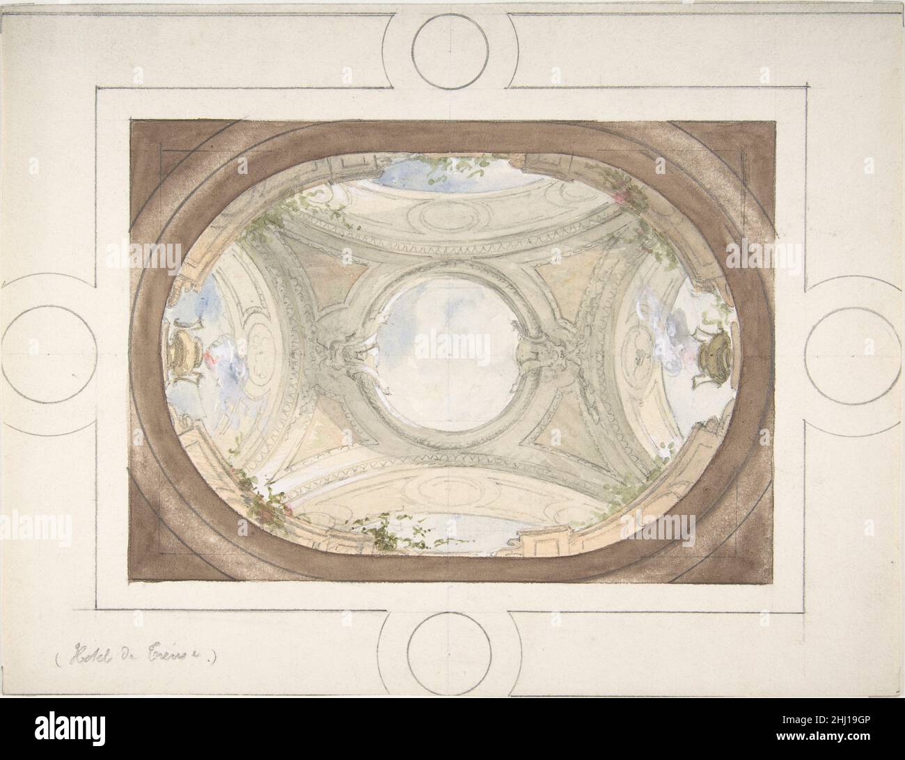 Design pour trompe l'oeil plafond pour salle à manger, Hôtel de Trévise 1850–1910 Jules-Edmond-Charles Lachaise Français.Design pour trompe l'oeil plafond pour salle à manger, Hôtel de Trévise 345664 Banque D'Images