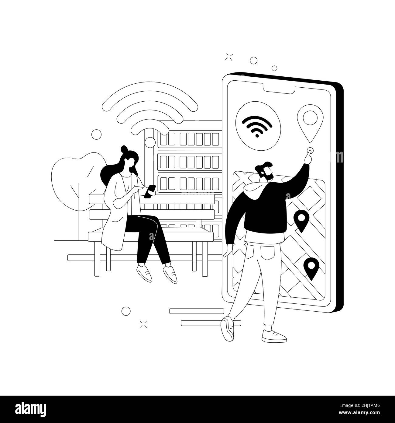 Illustration du vecteur de concept abstrait du point d'accès wi-fi public. Illustration de Vecteur