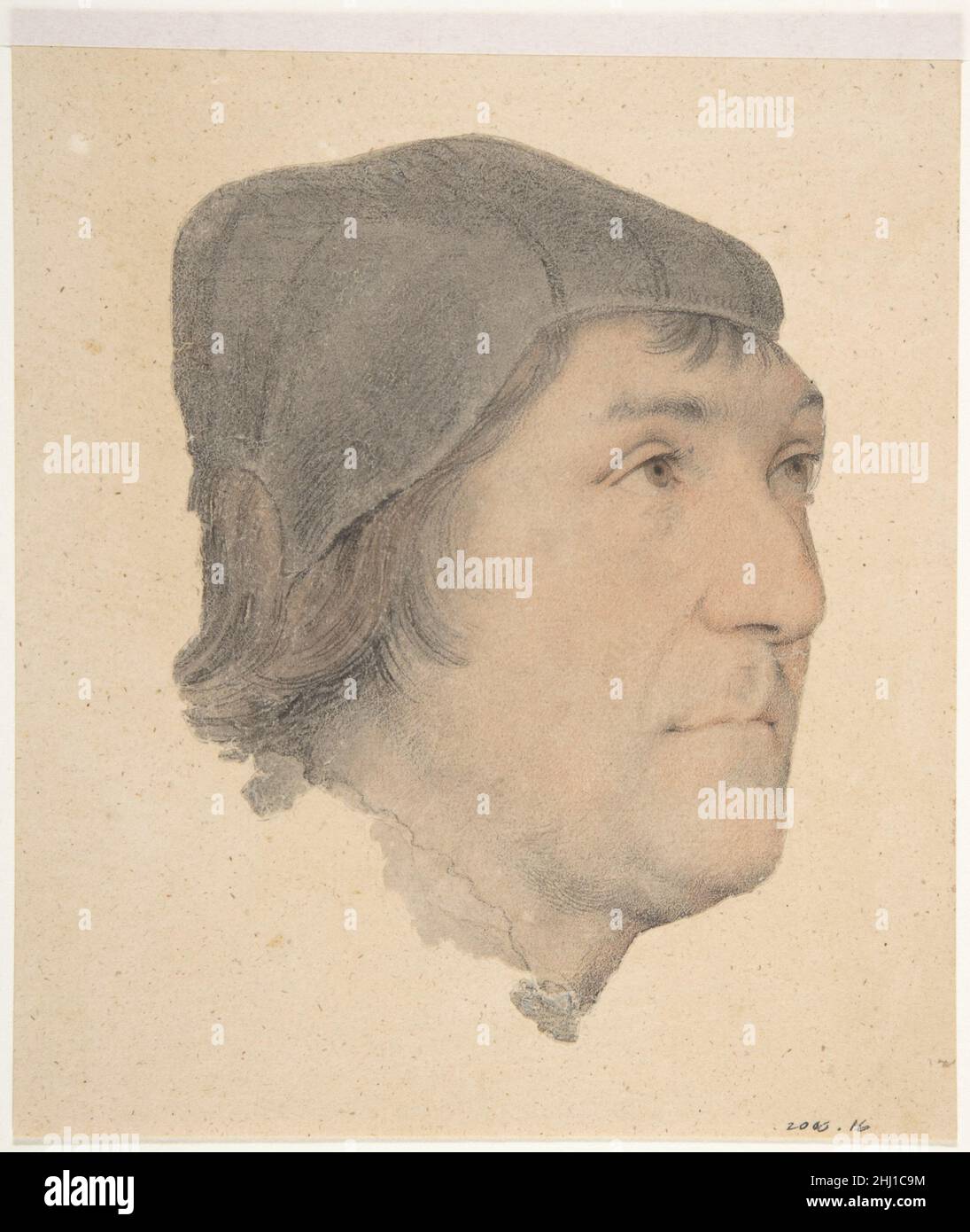 Portrait de John Poyntz début 16th siècle attribué à Hans Holbein le jeune allemand.Portrait de John Poyntz.Attribué à Hans Holbein le plus jeune (allemand, Augsbourg 1497/98–1543 Londres). Début du 16th siècle.Craie noire et rouge (utilisation de faux pas), lavage au pinceau et brun et encre noire.Mises en plan Banque D'Images