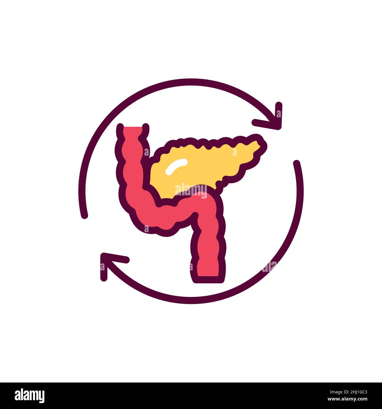 Icône de ligne de couleur de transplantation du pancréas.Elément vectoriel isolé.Pictogramme de contour pour la page Web, l'application mobile, la promotion Illustration de Vecteur